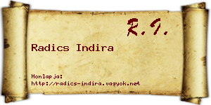 Radics Indira névjegykártya